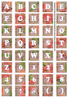 Dpink Sweet Pea Colour Alphabet Tile Embellishment Sheet