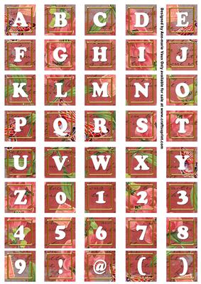 Dred Sweet Pea Colour Alphabet Tile Embellishment Sheet
