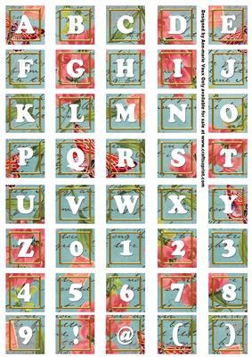 Dteal Sweet Pea Colour Alphabet Tile Embellishment Sheet