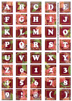 Hot Pink Sweet Pea Colour Alphabet Tile Embellishment Sheet