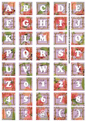 Lilac Sweet Pea Colour Alphabet Tile Embellishment Sheet