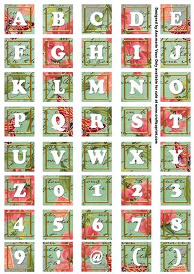 m Green Sweet Pea Colour Alphabet Tile Embellishment Sheet