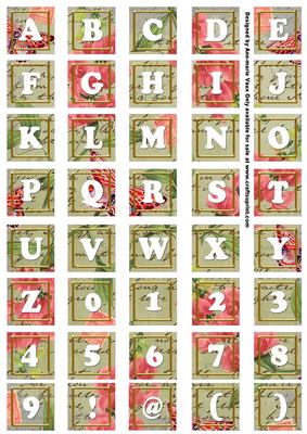Olive Sweet Pea Colour Alphabet Tile Embellishment Sheet