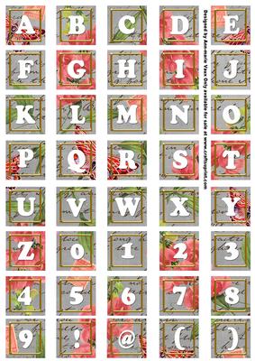 Silver Sweet Pea Colour Alphabet Tile Embellishment Sheet