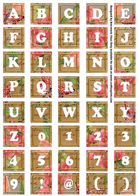 Vtea Sweet Pea Colour Alphabet Tile Embellishment Sheet
