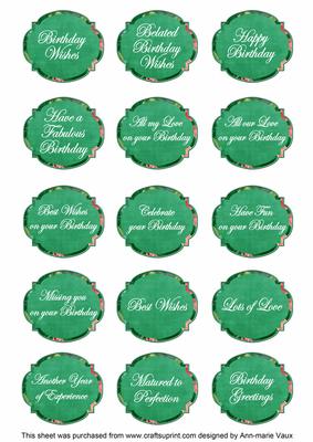 Dgreen Sweetpea Fancy Birthday Sentiment Label Caption Sheet