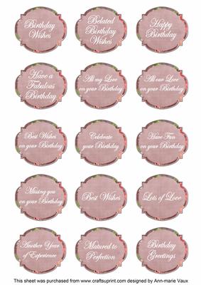 Dpink Sweetpea Fancy Birthday Sentiment Label Caption Sheet