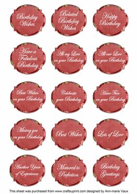 Dred Sweetpea Fancy Birthday Sentiment Label Caption Sheet