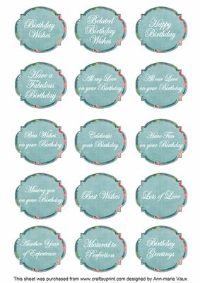 Dteal Sweetpea Fancy Birthday Sentiment Label Caption Sheet