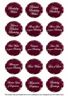 Hpink Sweetpea Fancy Birthday Sentiment Label Caption Sheet