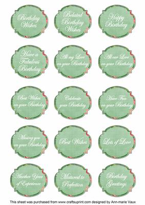Mgreen Sweetpea Fancy Birthday Sentiment Label Caption Sheet
