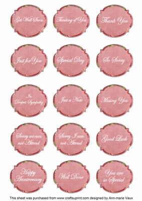 Pink Sweet Pea Fancy Occasion Mix Sentiment Label Sheet