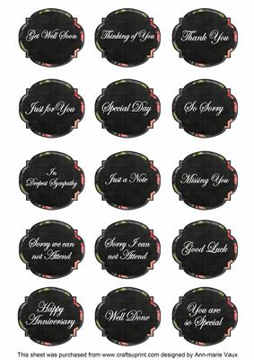 Black Sweet Pea Fancy Occasion Mix Sentiment Label Sheet