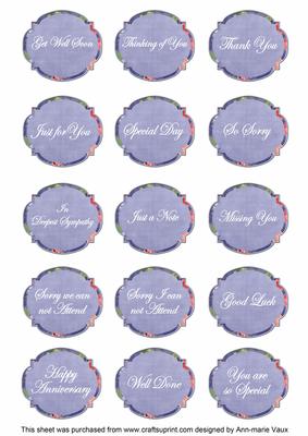 Blue Sweet Pea Fancy Occasion Mix Sentiment Label Sheet