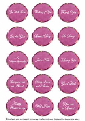 Cerise Sweet Pea Fancy Occasion Mix Sentiment Label Sheet