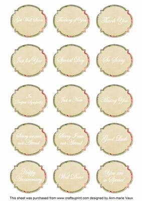 Cream Sweet Pea Fancy Occasion Mix Sentiment Label Sheet
