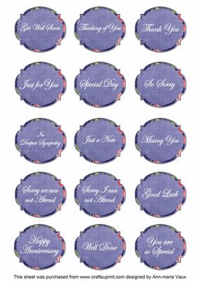 Dblue Sweet Pea Fancy Occasion Mix Sentiment Label Sheet
