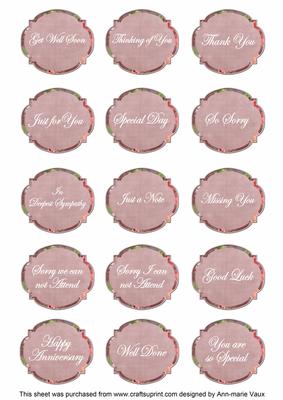 Dpink Sweet Pea Fancy Occasion Mix Sentiment Label Sheet