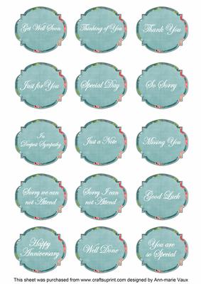 Dteal Sweet Pea Fancy Occasion Mix Sentiment Label Sheet