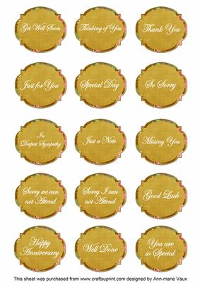 Gold Sweet Pea Fancy Occasion Mix Sentiment Label Sheet