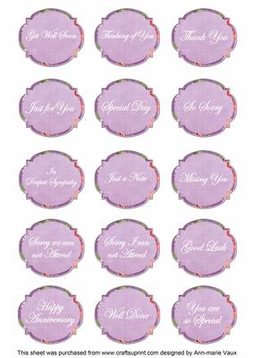 Lilac Sweet Pea Fancy Occasion Mix Sentiment Label Sheet