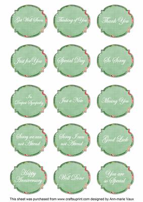 Mid Green Sweet Pea Fancy Occasion Mix Sentiment Label Sheet