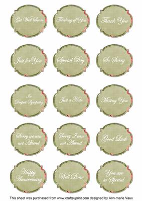 Olive Sweet Pea Fancy Occasion Mix Sentiment Label Sheet
