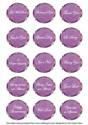Purple Sweet Pea Fancy Occasion Mix Sentiment Label Sheet