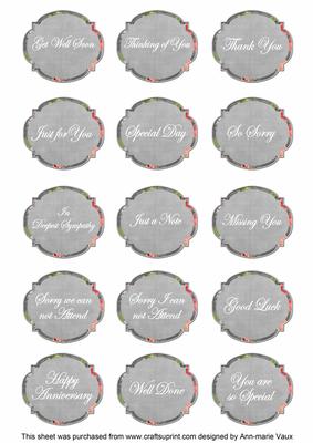 Silver Sweet Pea Fancy Occasion Mix Sentiment Label Sheet