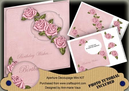 Pink Rose Birthday Wishes 8in Aperture Decoupage Cf Mini Kit