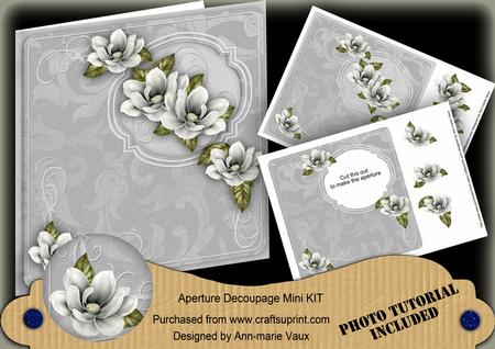 Silver Magnoilas 8in Aperture Decoupage Cf Mini Kit