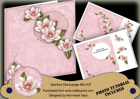 Pink Magnoilas 8in Aperture Decoupage Cf Mini Kit