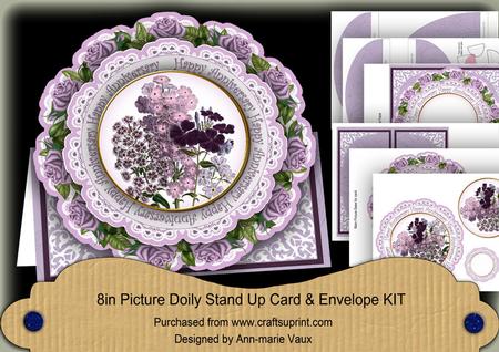 Lilac Bouquet Happy Anniversary 3D Picture Doily C & E Kit