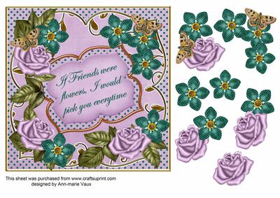 Lilac Peacock Fmk Rose If Friends 7in Fancy Decoupage Topper