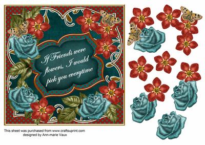 Peacock Sun Fmk Rose If Friends 7in Fancy Decoupage Topper