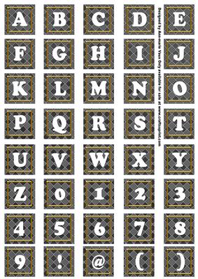 Black Check Colour Alphabet Tile Embellishment Sheet