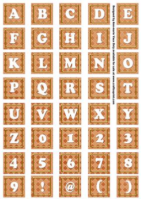 Borange Check Colour Alphabet Tile Embellishment Sheet