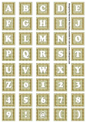 Cream Check Colour Alphabet Tile Embellishment Sheet
