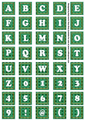 Dgreen Check Colour Alphabet Tile Embellishment Sheet