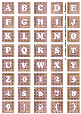 Dpink Check Colour Alphabet Tile Embellishment Sheet