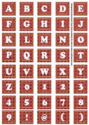 Dred Check Colour Alphabet Tile Embellishment Sheet