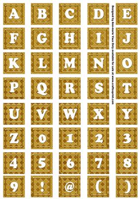 Gold Check Colour Alphabet Tile Embellishment Sheet