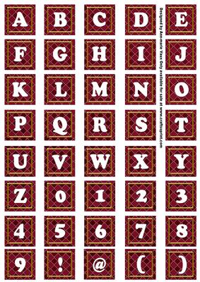 Hot Pink Check Colour Alphabet Tile Embellishment Sheet