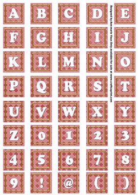 Pink Check Colour Alphabet Tile Embellishment Sheet