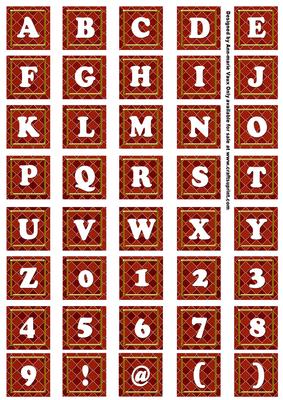Sunrise Check Colour Alphabet Tile Embellishment Sheet