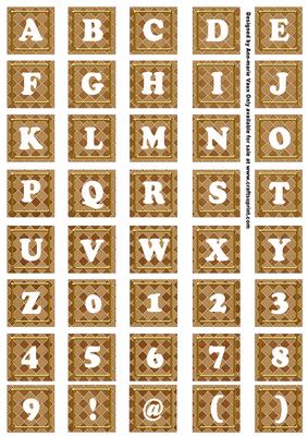 Vintage Tea Check Colour Alphabet Tile Embellishment Sheet