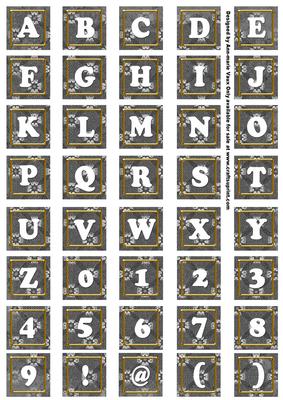 Black Daisy Alphabet Tile Embellishment Sheet