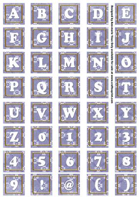 Blue Daisy Alphabet Tile Embellishment Sheet