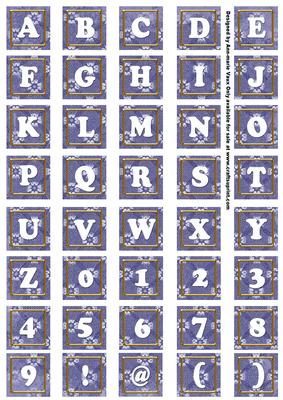 Dblue Daisy Alphabet Tile Embellishment Sheet