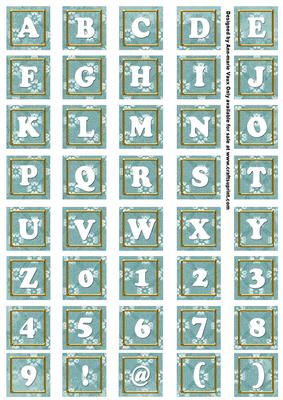 Dteal Daisy Alphabet Tile Embellishment Sheet